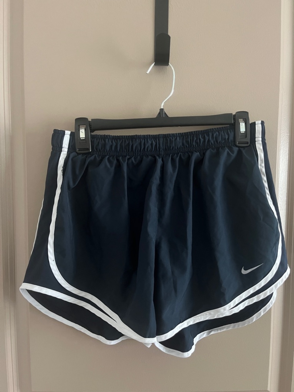 Nike Women's Navy Athletic Shorts with White Trim